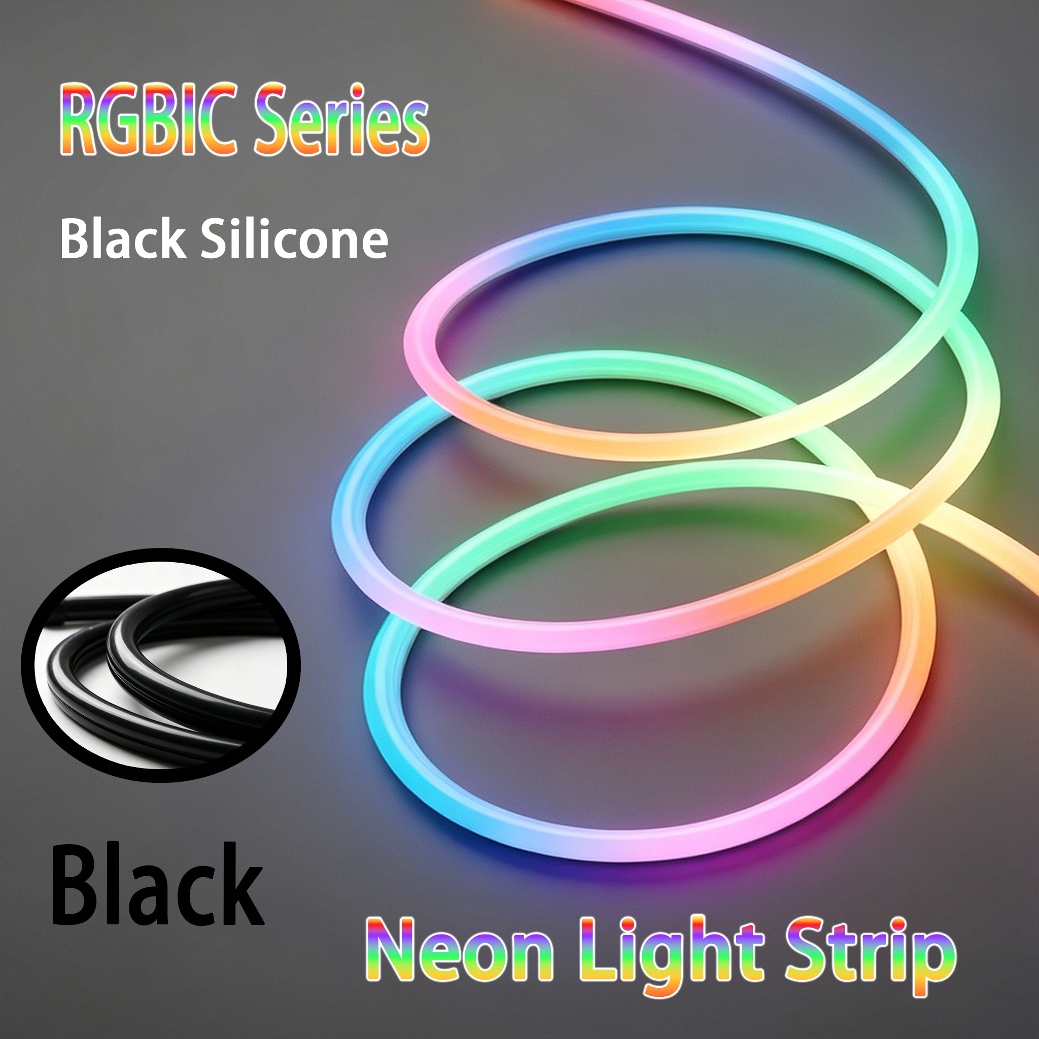 D22mm Black Silicone RGBIC