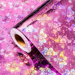 High Quality <b>Holographic</b> Butterfly Pattern Metallized Wrapping <b>Paper</b> Roll Gift Wrap for Valentine Day Birthday Craft DIY - Product Image 3
