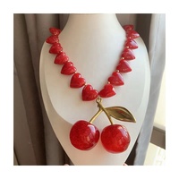Trendy fruitkraaltjes imitatie parel hars hart kersen ketting 18K verguld zinklegering dames charme sieraden