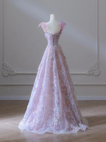 LY-PD0111 femmes brillant 3D dentelle fleur jupe robes de soirée longue parole longueur dos dentelle avec paillettes broderie robes de soirée