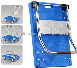 Chariots à main pliables en plastique robustes pour le stockage industriel, capacité de charge de 300 kg, vente en gros - Product Image 4