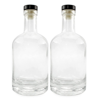 Bouteille de liqueur Nocturne nordique en verre transparent mat noir antique de 375 ml (12 oz) vide avec bouchon en liège pour Tequila, idéale pour la sérigraphie