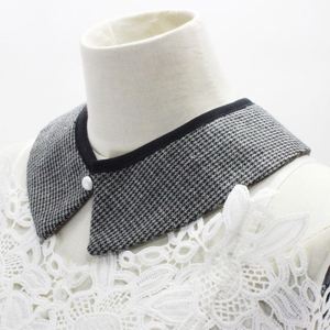 Diy Custom Houndstooth Afneembare Vrouwen Capelet Blouse Half Shirt Faux Nep Kraag - Product Image 1