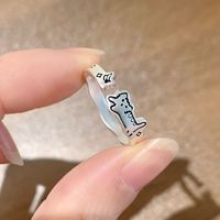 Bague fantaisie motif chat-monstre, style rétro, personnalité hip-hop, ouverte et ajustable, cadeau pour femme, idéale pour les fêtes et le quotidien, bijou