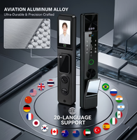Serrure de porte intelligente à reconnaissance faciale 3D avec écran HD de 4,5 pouces, biométrie de la veine palmaire, empreinte digitale, WiFi, application Tuya