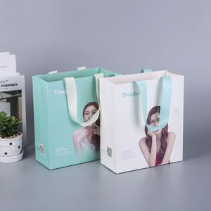 Sacs de courses en papier kraft marron et blanc personnalisés en gros avec ruban, impression offset, votre propre logo inclus - Product Image 3