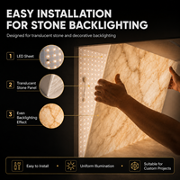 Feuille LED flexible découpable 24V ultra-mince à température de couleur unique pour éclairage de comptoir en onyx, marbre, pierre, ou de meuble mural