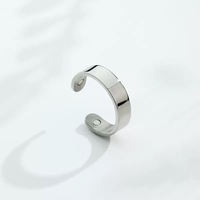 Cincin terbuka terapi akupuntur magnetik sederhana, cincin berlapis emas perak modis trendi baja tahan karat