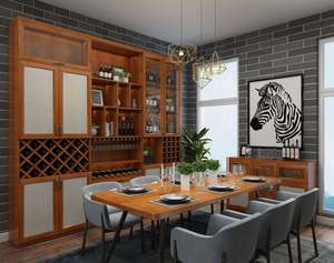 Armoire à vin moderne en bois massif sur mesure, gain de place, pour salon et salle à manger, avec design d'exposition pour la cuisine et la maison - Product Image 3