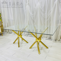 Supports de table croisés polyvalents en métal doré Pieds de table pour cadre de meubles de fête d'hôtel