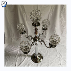 YOUYIZUO Luxury Gold Clear Beads 5 brs argento portacandele antiche candelabri moderni <span class=keywords><strong>lampadario</strong></span> in cristallo di metallo - Product Image 2