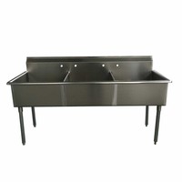 Nouvelle arrivée Xiangying, évier de cuisine commercial à trois bacs en acier inoxydable 201 certifié NSF, finition brossée mate, 300 kg/m