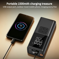 Portable 12V Tire Air Pump with USB Charging Power Bank Function Digital Display for Quick Car Bike Inflation Emergency Light