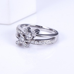 Anillo de Diamantes Redondos Chapado en Oro Blanco S925 MSR-1514 de Messi Jewelry para Mujer - Product Image 4