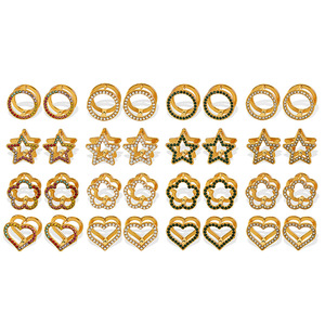 Star Heart Rhinestone Clip-on Earrings <b>Titanium</b> Steel Multi-color Women's Jewelry Party Fashion Accessory - Product Image 5