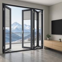Porte pliante multi-panneaux en aluminium à rupture de pont thermique, fournie directement par l'usine, pour projets hôteliers et immobiliers