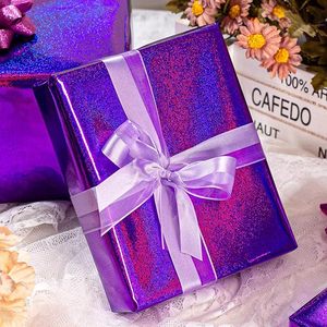 Wholesale Custom Original Purple Laser Metallic Holographic Iridescent Point Gift <b>Wrapping</b> <b>Paper</b> for Birthday Gift Packaging - Product Image 1