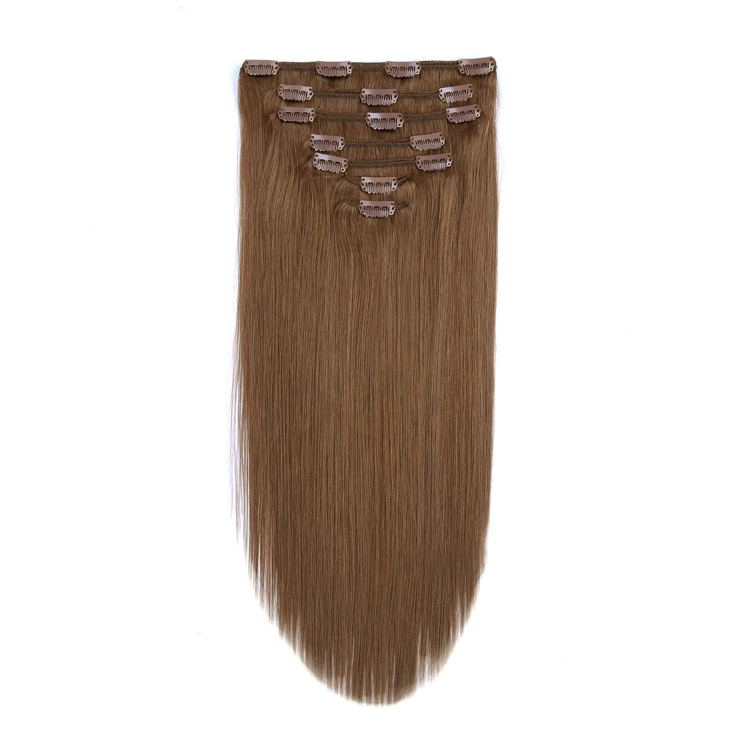 Double drawn virgin russian clip in hair extensions Straight Human Clip in Hair extension for Women clip in hair extensions