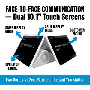 Dispositif de <span class=keywords><strong>traduction</strong></span> IA 165 langues, double écran tactile 10,1 pouces, <span class=keywords><strong>traduction</strong></span> hors ligne en temps réel pour entreprises, hôtels, hôpitaux - Product Image 5