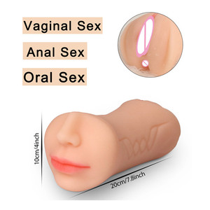ของเล่นทางปากแบบ3-in-1สำหรับผู้ชายของเล่นทางปากแบบยืดหยุ่นสองรูสำหรับผู้ใหญ่ไม่มีกลิ่น