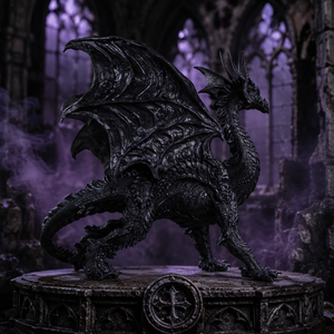 Statua di Drago <span class=keywords><strong>Nero</strong></span> in Resina, Grande Figurina di Drago Fantastico con Ali, Scultura di Drago Gotico per Decorazione Esterna e Domestica - Product Image 6