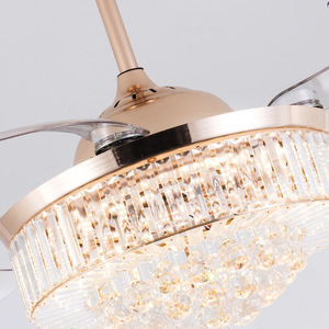 Ventilateur de plafond intérieur de style américain moderne, en cristal, faible consommation d'énergie, DC 4, 3 pales, lumière LED 3 couleurs, variateur d'intensité, télécommande - Product Image 3