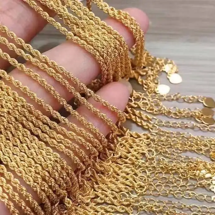 Commercio all'ingrosso SGARIT di marca di gioielli in oro 1.7 millimetri 17 + 2 centimetri 18k oro giallo catena della corda dei monili del braccialetto per delle donne