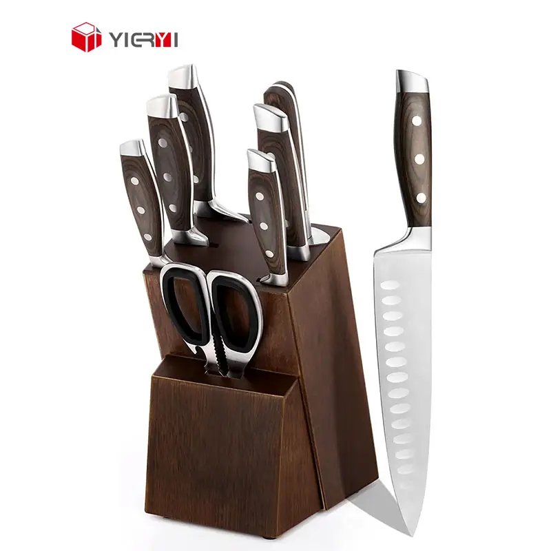 פופולארי מעמד לסכיני עץ שחור באיכות גבוהה 14 יחידות סט סכיני מטבח מנירוסטה