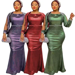 Fashion Women Solid Color Long Sleeve Crystal Dress Shining Diamond Fishtail Hem Elegant Cocktail Evening Party Dress