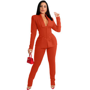 Set di Blazer personalizzato per <span class=keywords><strong>donna</strong></span> pantaloni Slim a vita alta abbigliamento <span class=keywords><strong>Casual</strong></span> da ufficio da <span class=keywords><strong>donna</strong></span> Set di due pezzi Set di Outfit - Product Image 4