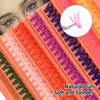 Cils en grappe segmentés colorés, faux cils en gros, marque privée, logo personnalisé, doux, légers, bouclés, DIY, épais, naturels