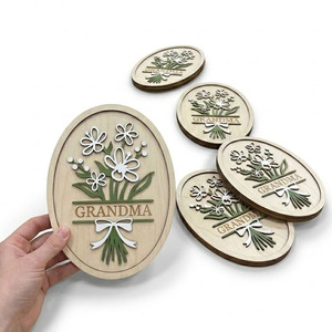 Letrero Decorativo de Madera Floral 3D Personalizable, Regalo Grabado Personalizado para el Día de la Madre y Recuerdo para la Abuela - Product Image 4