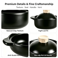 Casserole en céramique, pot à ragoût, pot à soupe, résistant à la chaleur, antiadhésif, léger, passe au lave-vaisselle, compatible four, compatible gaz, pour riz, soupes, congee