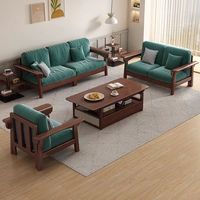 Ensemble de canapés en bois massif de Style nordique moderne minimaliste petit appartement meubles de salon bûche couleur tissu canapé en bois