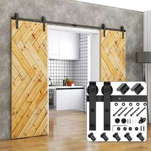 WEKIS M00002 Kit de Sistema de Puerta Corredera Moderna Tipo Granero, Riel de Metal de Hierro, Colgador de Latón Duradero para Vidrio, Tornillo para Hogar, Almacén, Exterior - Product Image 1