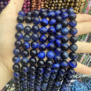 Perles rondes en pierre naturelle œil de tigre bleu et rouge, <span class=keywords><strong>agate</strong></span> et quartz, 6/8/10/12 mm, en vrac, pour la fabrication de bijoux, bracelets et colliers DIY - Product Image 6