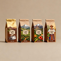 Sachet de café personnalisé avec logo, valve et fermeture éclair, emballage haute barrière pour grains de café torréfiés et café moulu, sac d'emballage alimentaire