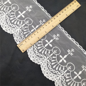 Bordure en dentelle brodée en tulle de 12 cm avec maille festonnée croisée pour la décoration de garnitures - Product Image 4