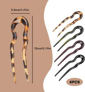 Horquilla para el pelo de 13 cm de tamaño grande con diseño de onda, pinza para moño, horquilla en forma de U de acrílico para niñas y mujeres - Product Image 2