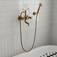 Juego de Ducha XILAIDUN de Alta Calidad con Rociador de Lluvia para Baño, Latón Antiguo, Doble Manija