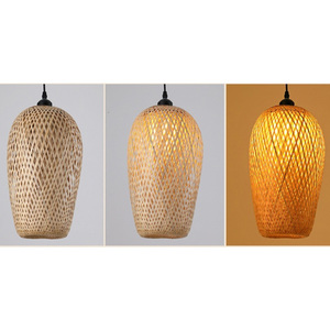 Luminaire suspendu en rotin de bambou de style nordique moderne, luminaire rond en osier pour la décoration de la maison, cuisine, salle à manger - Product Image 4