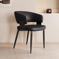 Silla de Comedor de Lujo Minimalista Moderna de Estilo Italiano, Estructura de Acero Inoxidable, Asiento de Cuero, Diseño Portátil para Hogar, Oficina, Casual