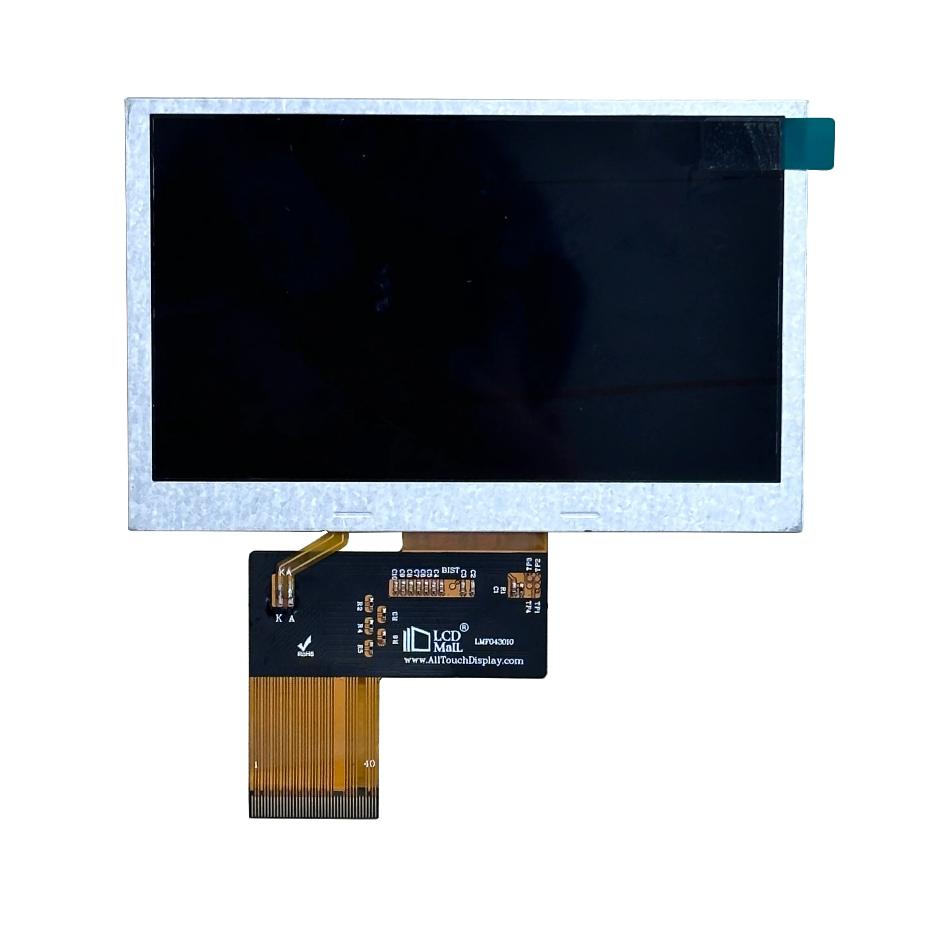 4.3 인치 800*480 TFT 디스플레이 1000nits 밝기 조경 디스플레이 LVDS 인터페이스 CTP 또는 RTP 사용자 정의 LCD 디스플레이 화면 패널