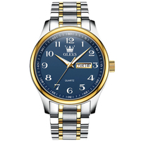 Montre à quartz Olves 5567 de luxe, sport et mode, pour couples, boîtier en alliage, bracelet en acier inoxydable, aiguilles lumineuses, affichage jour/date