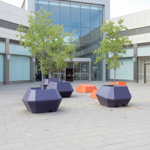 Big Standing Fiberglass Faceted <b>Pot</b> Outdoor <b>Large</b> FRP Diamond Cut Planter Hotel Lobby Modern Luxury Floor Planter - Product Image 4