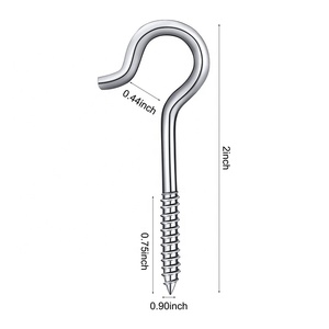 Crochets à vis fins et ronds en argent, 2 pouces, 50 pièces, pièces en acier inoxydable - Product Image 2