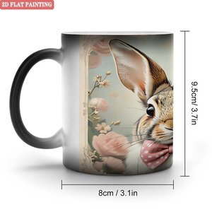 Short Trip Portable Travel Mug Frosted Black 11oz <b>Ceramic</b> Heat Changing Magic <b>Cup</b> - Product Image 1
