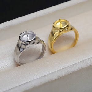 S925 Silver <b>Open</b> <b>Ring</b> Holder Thick 8-9 <b>Ring</b> Pearl DIY Accessories Handmade Empty Holder Semi Finished 4187 Oval Cut Diamond - Product Image 2