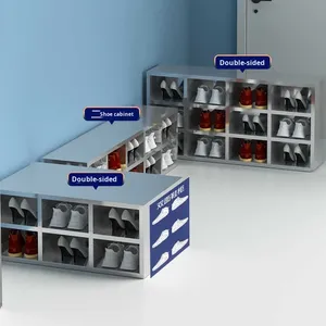 Mueble Zapatero <span class=keywords><strong>de</strong></span> Acero Inoxidable 304 <span class=keywords><strong>de</strong></span> Diseño Moderno y Simple, Personalizado por el Fabricante, para Cuartos Limpios, Laboratorios y Comercios - Product Image 1