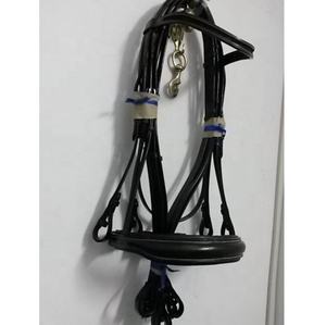 Brida doble de cuero genuino de alta calidad con banda para la nariz anatómica y banda ancha de canal vacío perfecta para caballos profesionales - Product Image 1